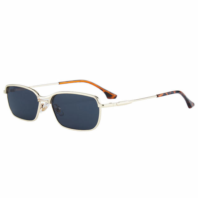 European and American retro square sunglasses narrow frame metal personality polarized sunglasses