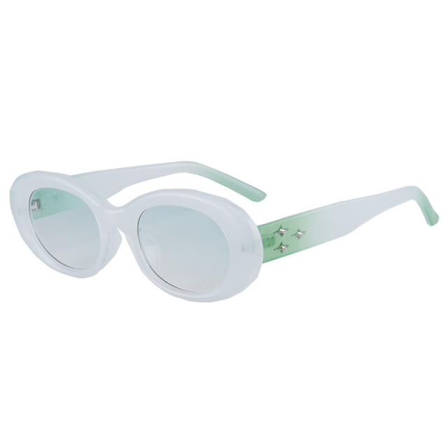Ottoman 86653 Korean Retro Oval Cat's Eye Sunglasses Premium Sense INS. Women's Net Red Pink Sunglasses