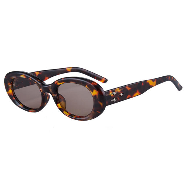 Ottoman 86653 Korean Retro Oval Cat's Eye Sunglasses Premium Sense INS. Women's Net Red Pink Sunglasses