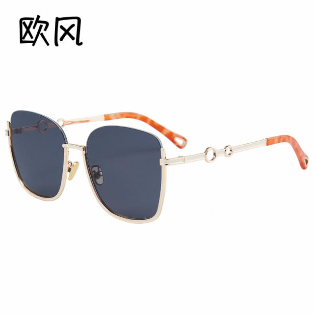 Ottoman 7550 2023 New Fashion UV Resistant Sunglasses Women's Street Shoot Versatile Half Frame Metal Sunglasses