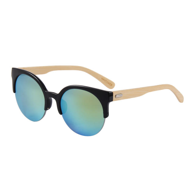 Half frame cat's eye sunglasses for export, men's European and American trend, large frame sunglasses, women's sunglasses, bamboo and wood glasses, 1035
