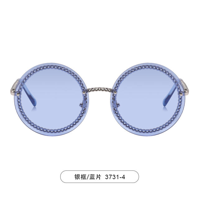 New Fashion Trend Metal Round Frame Glasses Ocean Pieces Personalized Sunglasses for Women with Advanced Sense European and American Women Sunglasses