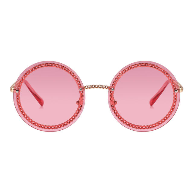 New Fashion Trend Metal Round Frame Glasses Ocean Pieces Personalized Sunglasses for Women with Advanced Sense European and American Women Sunglasses