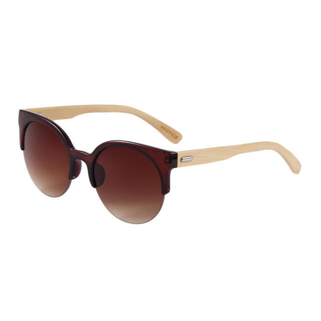 Half frame cat's eye sunglasses for export, men's European and American trend, large frame sunglasses, women's sunglasses, bamboo and wood glasses, 1035