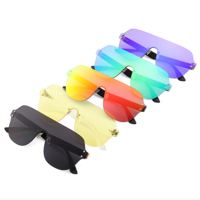 Cross border New Integrated Mirror Large Frame Retro Sunglasses Sunglasses Men's Glasses Sunglasses Wholesale