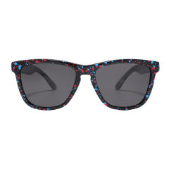 C32 shiny black frame with red blue dots and gray patches
